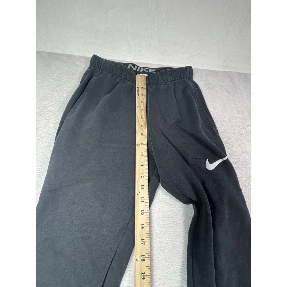 Nike Mens Small Black White Swoosh Tapered Jogger Sweatpants Y2k Swoosh Running